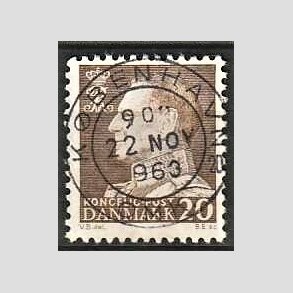 FRIMRKER DANMARK | 1961-62 - AFA 393 - Fr. IX 20 re brun - Pragt Stemplet Kbenhavn