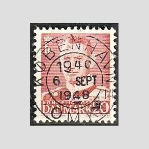 FRIMRKER DANMARK | 1948-50 - AFA 307 - Fr. IX 20 re rd - Pragt Stemplet Kbenhavn