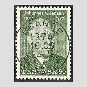 FRIM�RKER DANMARK | 1973 - AFA 542 - Johannes V. Jensen - 90 �re gr�n - Pragt Stemplet Brande