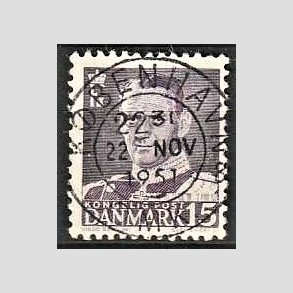 FRIMRKER DANMARK | 1950 - AFA 319 - Fr. IX 15 re grviolet - Lux Stemplet Kbenhavn
