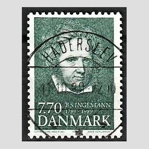 FRIMRKER DANMARK | 1989 - AFA 945 - B. S. Ingemann - 7,70 Kr. grn - Pragt Stemplet Haderslev (Pragtmrke)