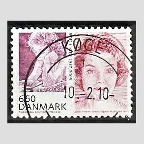 FRIM�RKER DANMARK | 2008 - AFA 1552 - Store danskere 2. - 6,50 Kr. Bodil Kjer - Pragt Stemplet K�ge