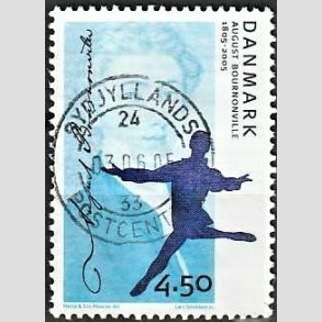 FRIM�RKER DANMARK | 2005 - AFA 1432 - August Bournonville - 4,50 Kr. flerfarvet - Pragt Stemplet 