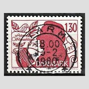 FRIM�RKER DANMARK | 1979 - AFA 690 - Adam Oehlenschl�ger - 1,30 Kr. r�d - Pragt Stemplet Tarm
