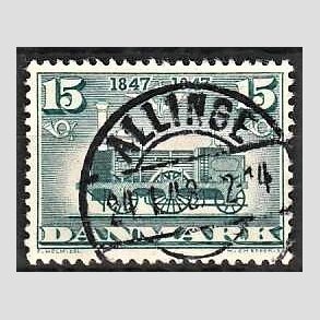 FRIM�RKER DANMARK | 1947 - AFA 302 - Danske jernbane 100 �r - 15 �re bl�gr�n - Pragt Stemplet Allinge