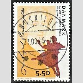 FRIM�RKER DANMARK | 2005 - AFA 1433 - August Bournoneville - 5,50 Kr. flerfarvet - Pragt Stemplet Roskilde