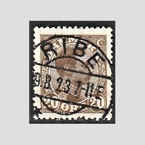 FRIMRKER DANMARK | 1921-22 - AFA 125 - Chr. X 20 re brun - Lux Stemplet Ribe