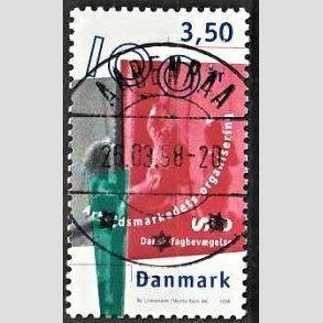 FRIM�RKER DANMARK | 1998 - AFA 1164 - Arbejdsmarkedets organisering 100 �r - 3,50 Kr. flerfarvet - Pragt Stemplet Aabenraa