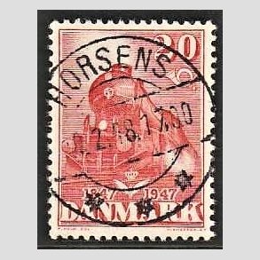 FRIM�RKER DANMARK | 1947 - AFA 303 - Danske jernbane 100 �r - 20 �re r�d - Lux Stemplet Horsens