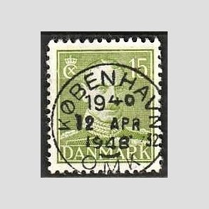 FRIMRKER DANMARK | 1942-44 - AFA 275 - Chr. X 15 re grn - Lux Stemplet Kbenhavn