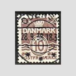 FRIM�RKER DANMARK | 1937-38 - AFA 235 - B�lgelinie 10 �re brun - Lux Stemplet Odense