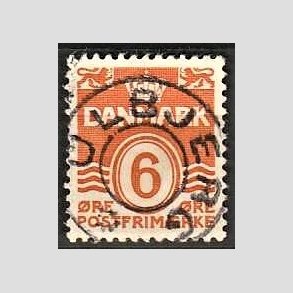 FRIM�RKER DANMARK | 1940 - AFA 254 - B�lgelinie 6 �re orangegul - Lux Stemplet Ulbjerg