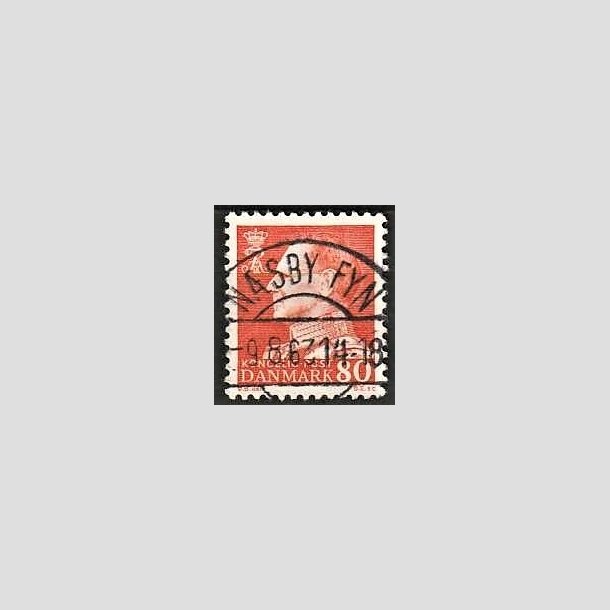 FRIMRKER DANMARK | 1961-62 - AFA 400 - Fr. IX 80 re orangegul - Pragt Stemplet Nsby Fyn