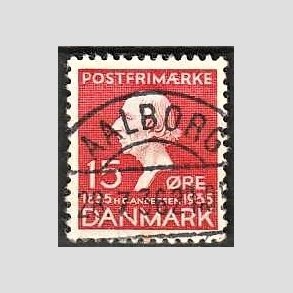 FRIM�RKER DANMARK | 1935 - AFA 226 - H. C. Andersen 15 �re r�d - Lux Stemplet Aalborg