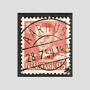 FRIMRKER DANMARK | 1952-53 - AFA 343 - Fr. IX 95 re orangerd - Lux Stemplet Aarhus