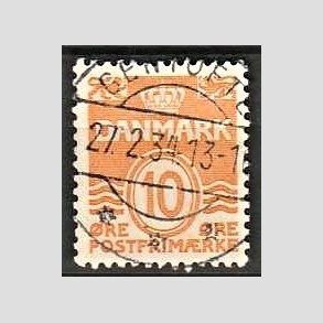 FRIM�RKER DANMARK | 1933 - AFA 202 - B�lgelinie 10 �re orange type IA - Lux Stemplet Gentofte