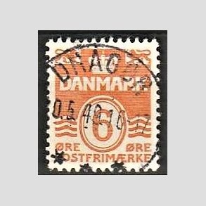 FRIM�RKER DANMARK | 1940 - AFA 254 - B�lgelinie 6 �re orangegul - Lux Stemplet Drag�r