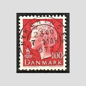 FRIMRKER DANMARK | 1976 - AFA 620 - Dronning Margrethe - 100 re rd - Pragt Stemplet Nykbing Fl