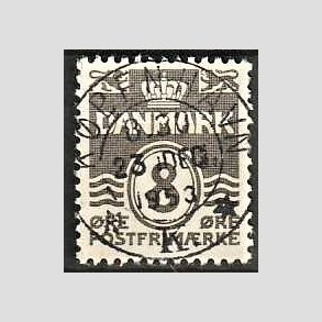 FRIM�RKER DANMARK | 1937-40 - AFA 201a - B�lgelinie 8 �re gr� - Pragt Stemplet K�benhavn