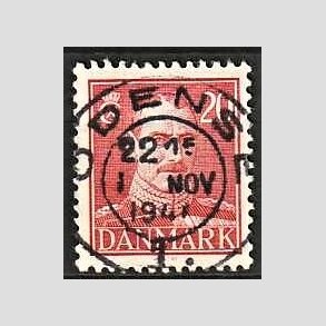 FRIMRKER DANMARK | 1942-44 - AFA 276 - Chr. X 20 re rd - Lux Stemplet Odense