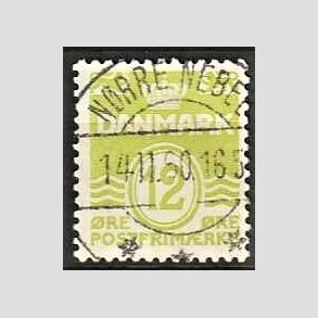 FRIM�RKER DANMARK | 1952-53 - AFA 335 - B�lgelinie 12 �re lysgr�n - Lux Stemplet N�rre Nebel