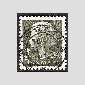 FRIMRKER DANMARK | 1977 - AFA 647 - Dronning Margrethe - 180 re sortgrn - Pragt Stemplet Hjrring