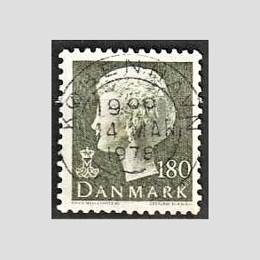 FRIMRKER DANMARK | 1977 - AFA 647 - Dronning Margrethe - 180 re sortgrn - Pragt Stemplet Kbenhavn