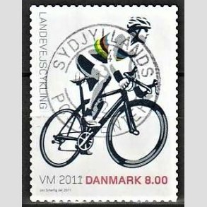 FRIM�RKER DANMARK | 2011 - AFA 1674 - WM i landevejscykling - 8,00 Kr. flerfarvet - Pragt Stemplet