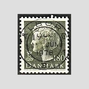 FRIMRKER DANMARK | 1977 - AFA 647 - Dronning Margrethe - 180 re sortgrn - Pragt Stemplet lborg