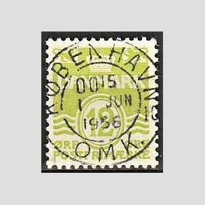 FRIM�RKER DANMARK | 1952-53 - AFA 335 - B�lgelinie 12 �re lysgr�n - Lux Stemplet K�benhavn