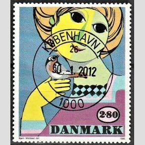 FRIMRKER DANMARK | 1986 - AFA 849 - Bjrn Wiinblad - 2,80 Kr. flerfarvet - Pragt Stemplet Kbenhavn K