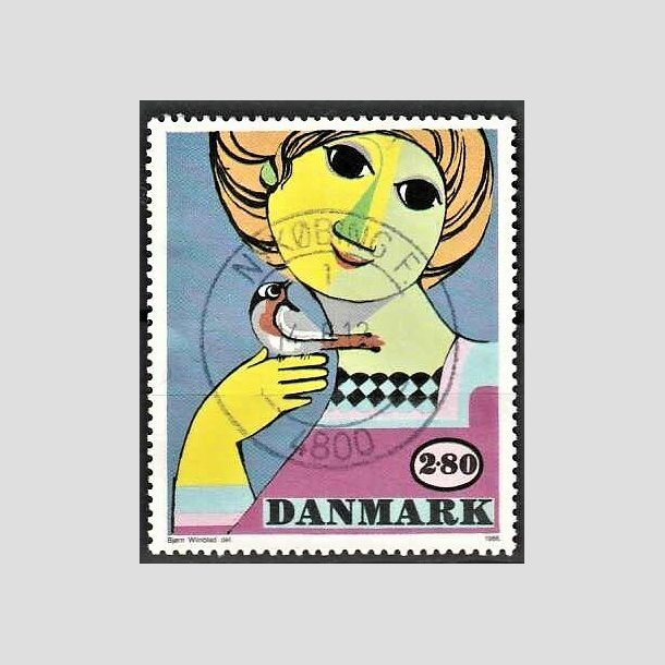 FRIMRKER DANMARK | 1986 - AFA 849 - Bjrn Wiinblad - 2,80 Kr. flerfarvet - Pragt Stemplet Nykbing F