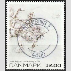 FRIMRKER DANMARK | 2009 - AFA 1594 - Frimrkekunst 13. - 12,00 Kr. flerfarvet - Pragt Stemplet Nykbing F