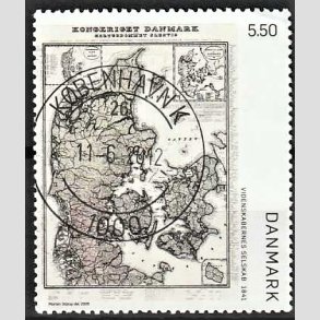 FRIMRKER DANMARK | 2009 - AFA 1585 - Gamle Danmarkskort - 5,50 Kr. flerfarvet - Lux Stemplet Kbenhavn K