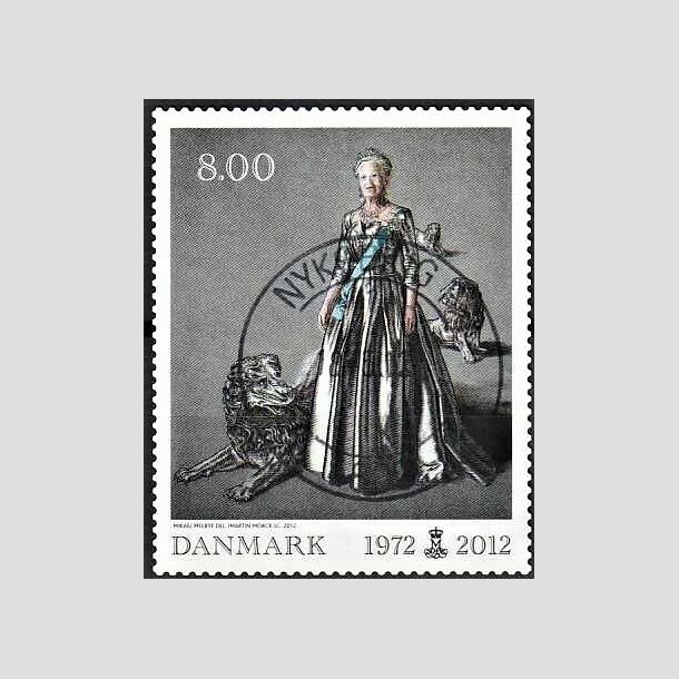 FRIMRKER DANMARK | 2012 - AFA 1694 - Dronning i 40 r - 8,00 Kr. flerfarvet - Pragt Stemplet Nykbing F