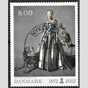 FRIMRKER DANMARK | 2012 - AFA 1694 - Dronning i 40 r - 8,00 Kr. flerfarvet - Pragt Stemplet Nykbing F