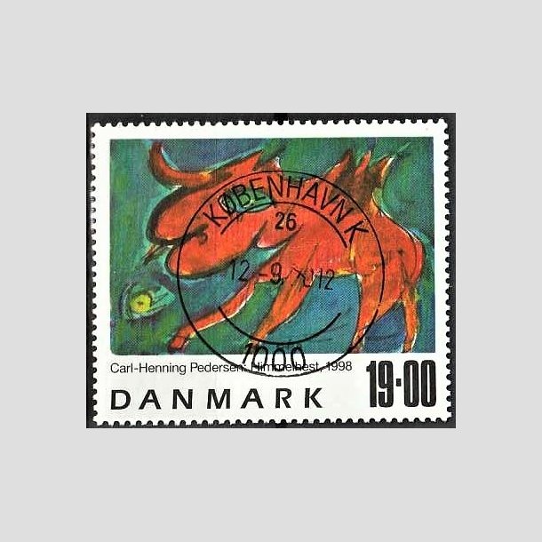 FRIMRKER DANMARK | 1998 - AFA 1190 - Frimrkekunst 1. - 19,00 Kr. Himmelhest flerfarvet - Pragt Stemplet Odder