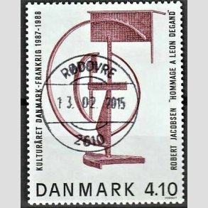 FRIMRKER DANMARK | 1988 - AFA 918 - Dansk-fransk kulturr - 4,10 Kr. brunrd/sort - Pragt Stemplet Rdovre