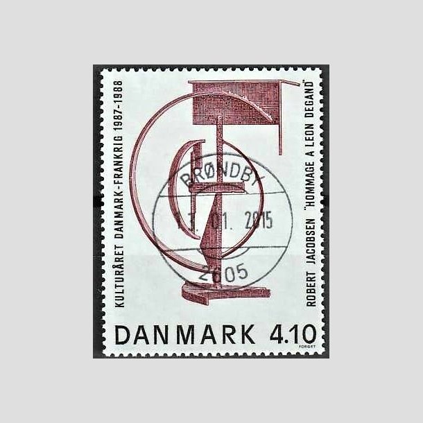 FRIMRKER DANMARK | 1988 - AFA 918 - Dansk-fransk kulturr - 4,10 Kr. brunrd/sort - Pragt Stemplet Brndby