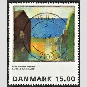 FRIMRKER DANMARK | 1995 - AFA 1100 - Niels Lergaard - 15,00 Kr. flerfarvet - Pragt Stemplet Vejle