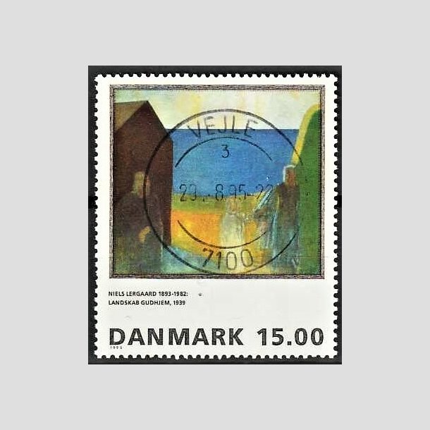 FRIMRKER DANMARK | 1995 - AFA 1100 - Niels Lergaard - 15,00 Kr. flerfarvet - Pragt Stemplet Vejle