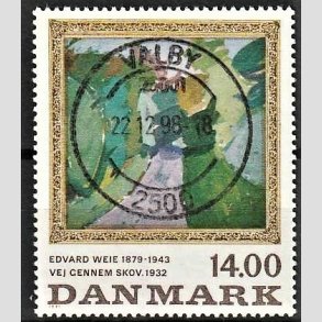 FRIMRKER DANMARK | 1991 - AFA 1006 - Edvard Weie - 14,00 Kr. flerfarvet - Pragt Stemplet Valby