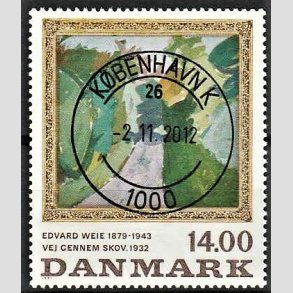 FRIMRKER DANMARK | 1991 - AFA 1006 - Edvard Weie - 14,00 Kr. flerfarvet - Pragt Stemplet Kbenhavn K