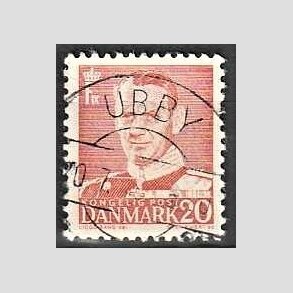 FRIMRKER DANMARK | 1948-50 - AFA 307 - Fr. IX 20 re rd - Pragt Stemplet Ubby