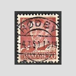 FRIMRKER DANMARK | 1948-50 - AFA 307 - Fr. IX 20 re rd - Pragt Stemplet Rdby