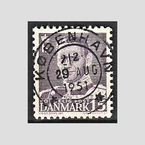 FRIMRKER DANMARK | 1950 - AFA 319 - Fr. IX 15 re grviolet - Lux Stemplet Kbenhavn