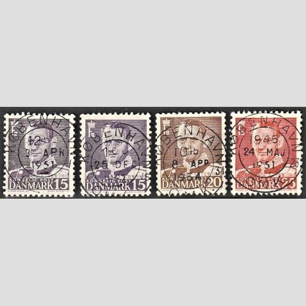 FRIMRKER DANMARK | 1950 - AFA 319,319a,320,321 - Fr. IX 15 re grviolet mv. - Lux Stemplet 