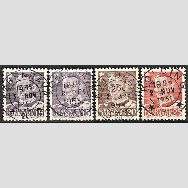 FRIMRKER DANMARK | 1950 - AFA 319,319a,320,321 - Fr. IX 15 re grviolet mv. - Lux Stemplet 