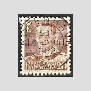 FRIMRKER DANMARK | 1950 - AFA 320 - Fr. IX 20 re brun - Lux Stemplet Kbenhavn