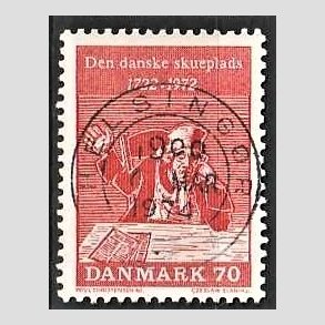 FRIM�RKER DANMARK | 1972 - AFA 532 - Holbergs komedier - 70 �re r�d - Lux Stemplet Helsing�r